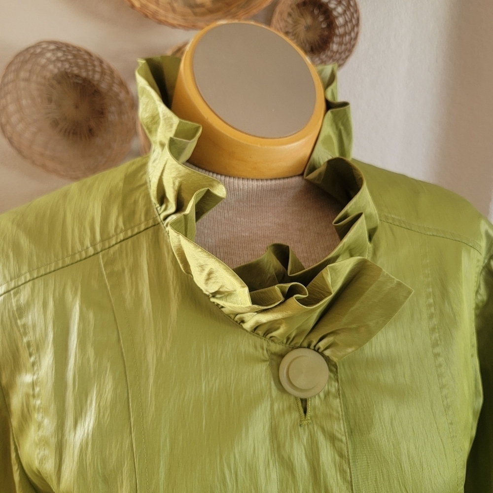 Flair Ruffle Neck Lightweight Jacket Business Casual Sz L - Picture 2 of 6